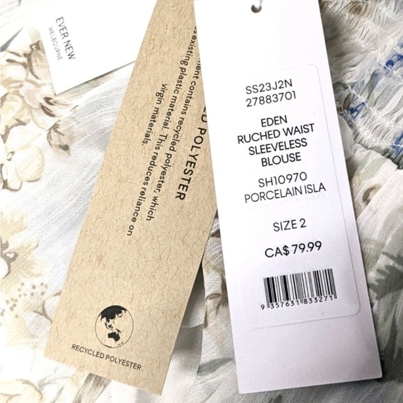 🔥🆕🔥 (size 2) EVER NEW Melbourne Eden Ruched Waist Sleeveless Blouse - Picture 4 of 4